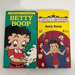 Vintage Betty Boop VHS Lot of 2 Cartoon Classics + Castle Cartoons 1988 & 1991